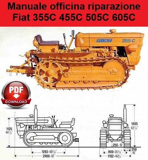 Fiat 355C 455C 505C 605C Manuale Officina + Uso  PDF - Trattori Cingolati