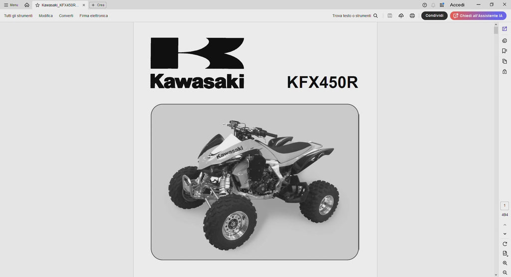 Kawasaki KFX 450R Workshop Manual PDF 2008-2014 - ATV Service Repair